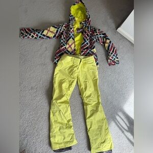 Burton Women's Snow Jacket & Neon Yellow Snow Pants Set
